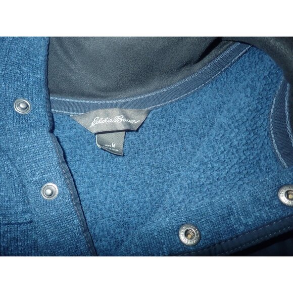 Eddie Bauer Mens Blue Fleece Pullover Sweater Snap Neck M Outdoor Gorpcore - Picture 7 of 7